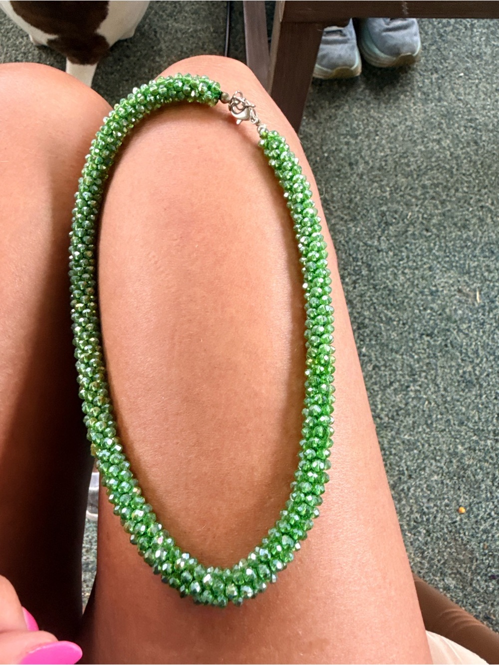 Handcrafted Green Beaded Rope Necklace - Women Jewelry
